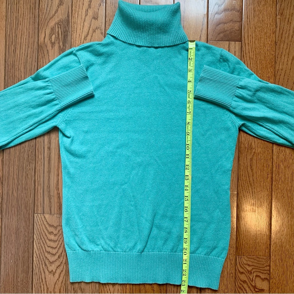LL Bean Bright Blue Cotton & Cashmere Turtle Neck Long Sleeve Pullover Sweater S - Picture 10 of 11